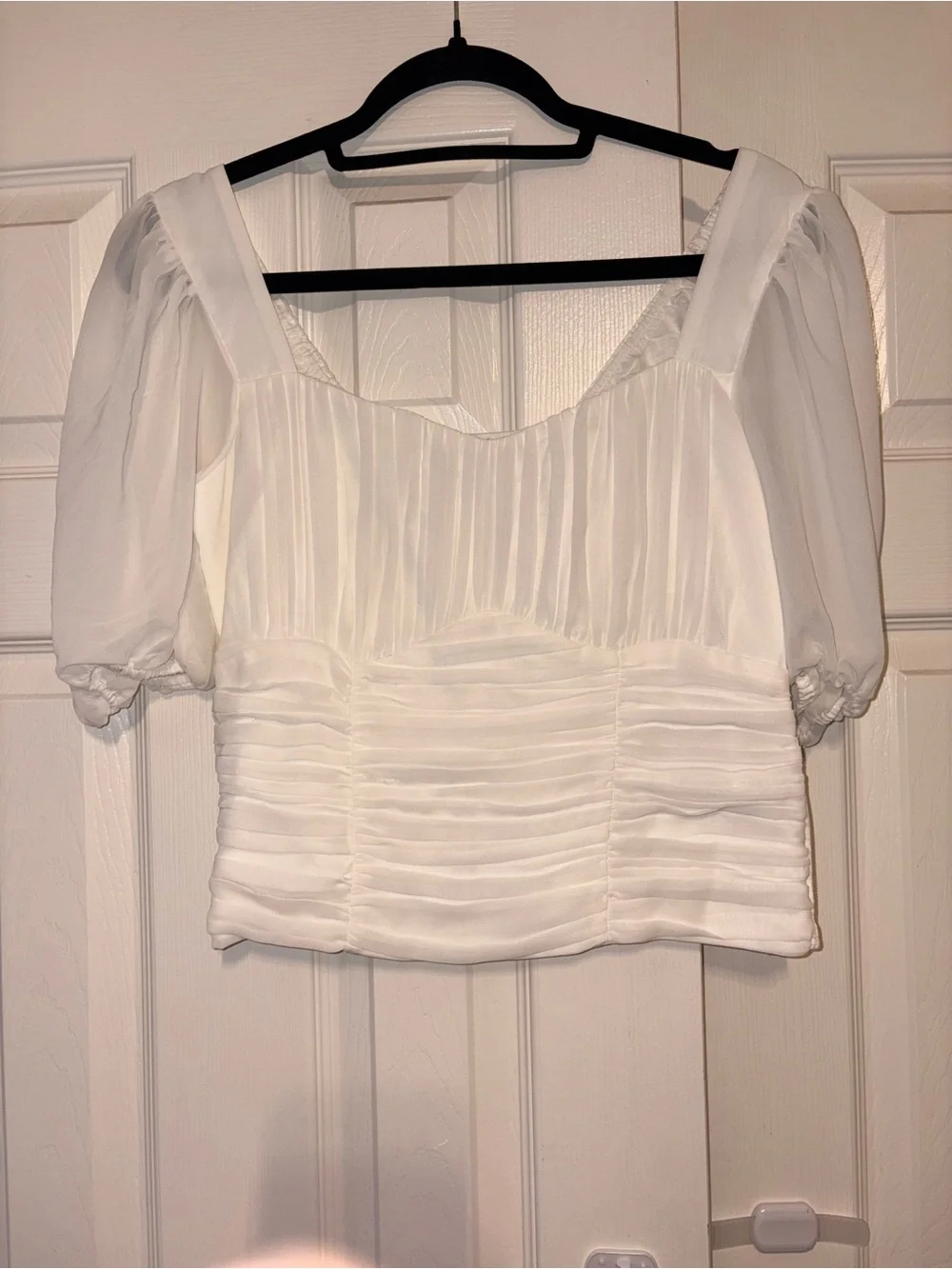 Abercrombie & fitch Women's Ivory Puff Sleeve Top